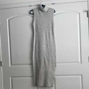 Topshop Light Gray Midi Turtleneck Dress